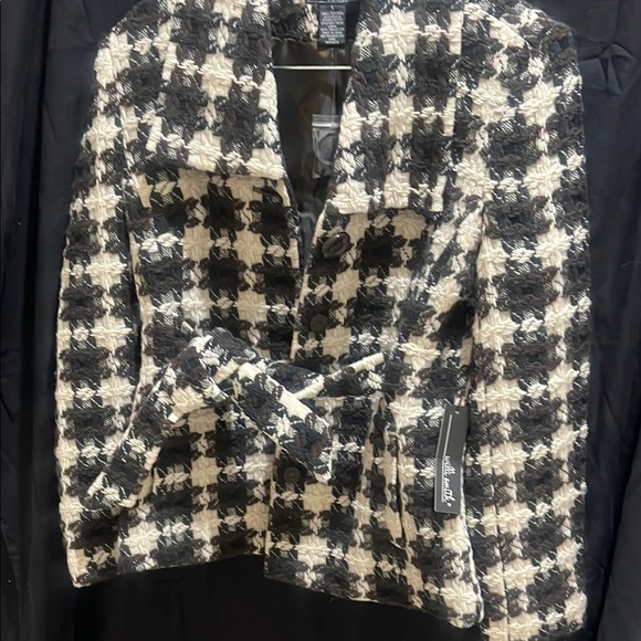 Willi Smith Black and Cream Checkered Blazer large - Picture 5 of 6